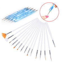 2017 15Pcs Nail Art Design Painting Drawing Brushes White + 5 X 2 Way Marbleizing Dotting Pen Tools Set 2017