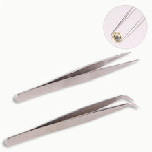 2017 2PCS Elbow Straight Nail Tweezers Rhinestones Nail Art Paillette Nipper Manicure Picking Makeup tools Nail art decorations