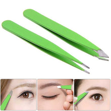 2017 2Pcs New Proffesional Sanitary Stainless Steel Slant Tip Hair Removal Eyebrow Tweezer 88