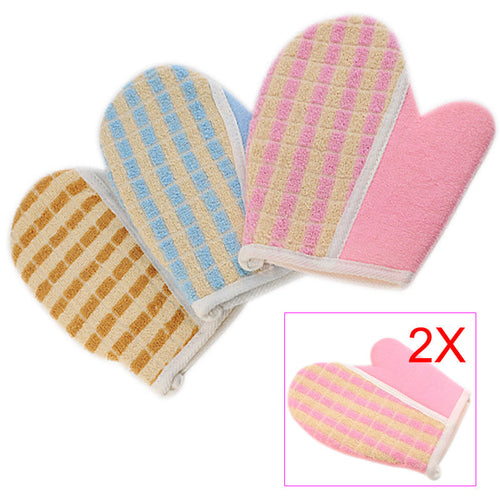 2017 2pcs New Lovely Shower Scrubber Back Scrub Exfoliating Body Massage Sponge Bath Gloves Sale