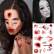 2017 2pcs Waterproof Bloody Scars Tattoo Halloween Horror Terror Wound Scary Blood Injury Stickers