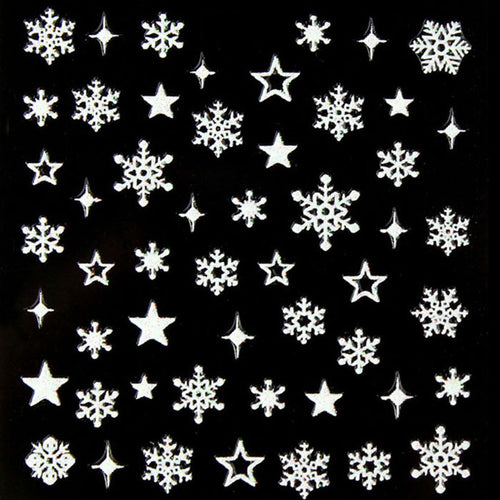 2017 3D Nail Art Stickers Christmas Decals Decoration Snowflake Star Design Nail Sticker White