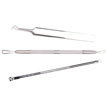 2017 3PCS Stainless steel Blackhead Remover Facial Acne Treatment Spot Pimple Remover Tweezers Extractor Makeup tools Silver