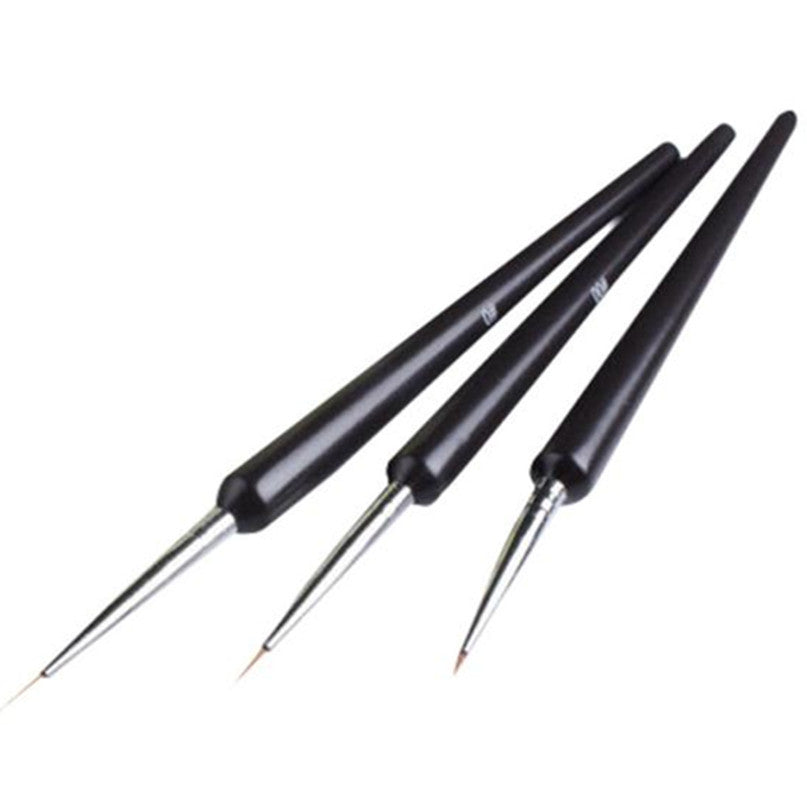 2017 3pcs Mini Acrylic Nail Art Design Decoration Pen Brush Painting Drawing Make up Nail tools Black