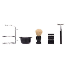 2017 4 In 1 Men's Manual Razor Set Stainess Steel Stand Holder 5 Blades Wet Shaving Beard Razor Shaving Brush Bowl