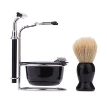 2017 4 In 1 Men's Manual Razor Set Stainess Steel Stand Holder 5 Blades Wet Shaving Beard Razor Shaving Brush Bowl