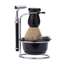 2017 4 In 1 Men's Manual Razor Set Stainess Steel Stand Holder 5 Blades Wet Shaving Beard Razor Shaving Brush Bowl