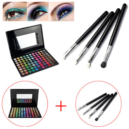 2017 4 pcs Eyeshadow Eye Brush Cosmetic Makeup Brushes + 88 Color Eye Shadow Palette Make Up Eyeshadows