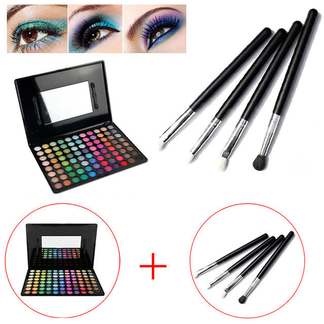 2017 4 pcs Eyeshadow Eye Brush Cosmetic Makeup Brushes + 88 Color Eye Shadow Palette Make Up Eyeshadows