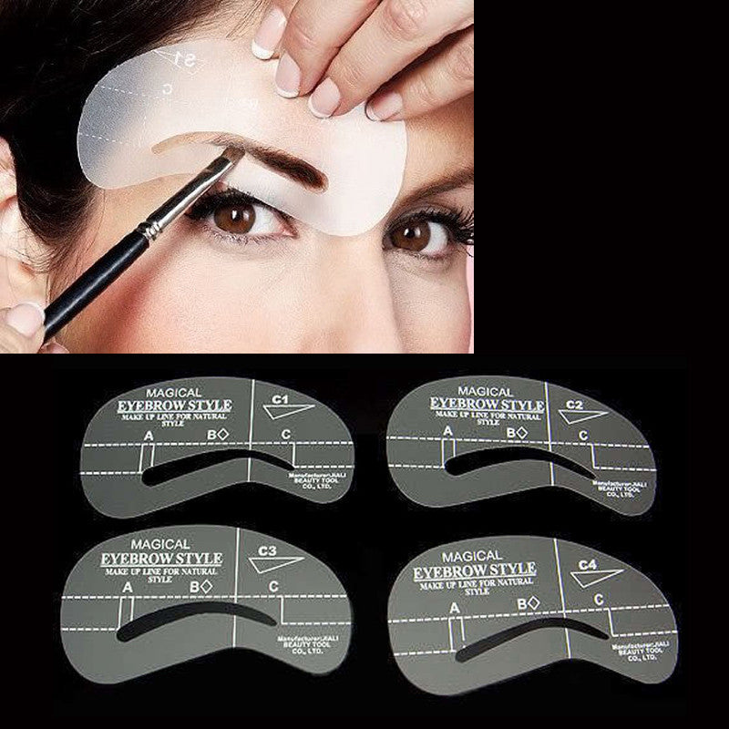 2017 4Pcs Eyebrow Shaping Stencil Set Grooming Tools Drawing Card for Dashing Eyebrows C1-C4