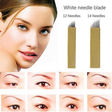 2017 50PCS 12/14 Pin Permanent Makeup Eyebrow Tatoo Blade Microblading Needles For 3D Embroidery Manual Tattoo Pen Machine