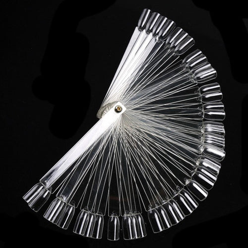 2017 50Pcs Transparent False Nail Art Tips Stick Display Practice Tool Fan Board