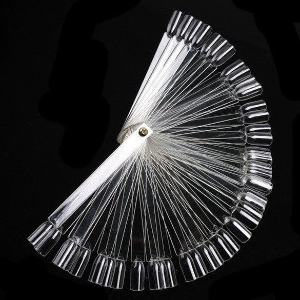 2017 50Pcs Transparent False Nail Art Tips Stick Display Practice Tool Fan Board
