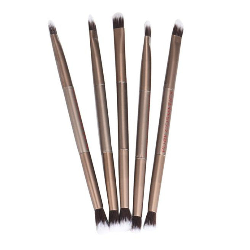 2017 5PCS Makeup Eye Powder Foundation Eyeshadow Blending Double-Ended Brush Pen Makeup brushes professional Gold