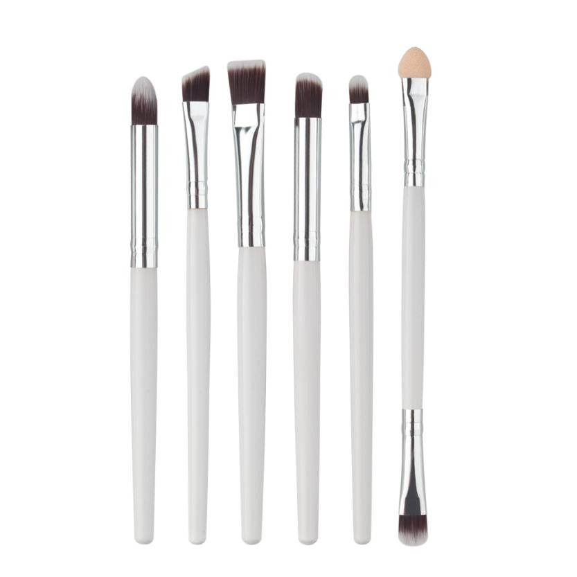 2017 6Pcs Cosmetics Blusher Eyebrow Eyeshadow brush Professional Makeup brushes Sets Makeup tools Pinceis de maquiagem White