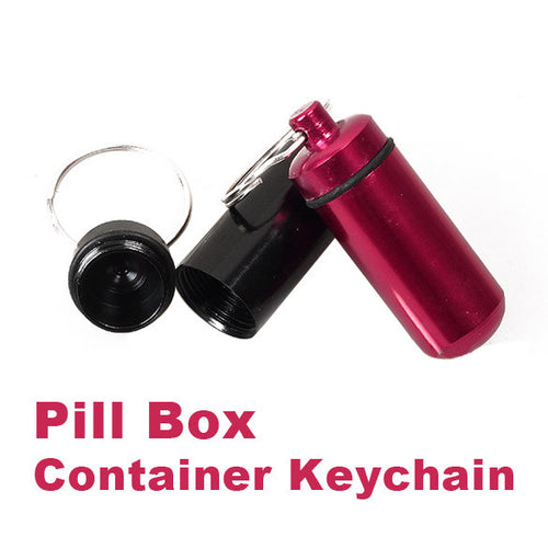 2017 Aluminum Pill Box Bottle Holder Container Keychain