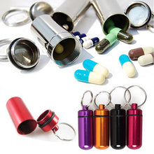 2017 Aluminum Pill Box Bottle Holder Container Keychain