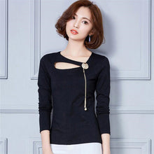 2017 Autumn New Fashion Full Sleeve T-shirts Plus Size Female Chain t shirts Top O-neck Women Top 72201