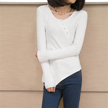 2017 Autumn New Fashion Full Sleeve T-shirts Plus Size Female t shirts With Button Top O-neck Women 72203