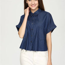 2017 Autumn New Shirt Fashion Casual Female Long Sleeve Turn-down Collar Women Short Shirt Denim Blouse With Button 72079