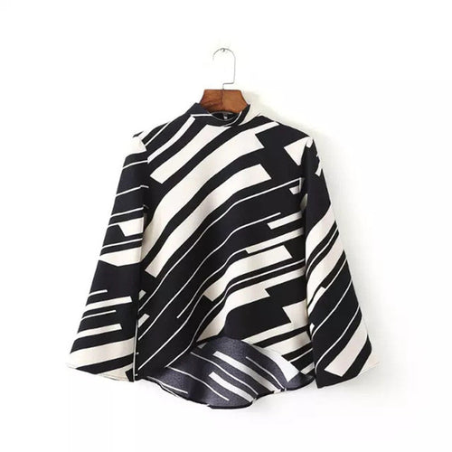 2017 Autumn New Shirt Fashion Full Sleeve Casual Plus Size Female Women Blouse Stand Plus Size Patchwork Zip-up Tops 72089
