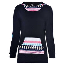 2017 Autumn Winter Hoodie Women Geometric Print Casual Hooded Womens Pocket Sweatshirt Pullover Tops Female sudadera mujer &03
