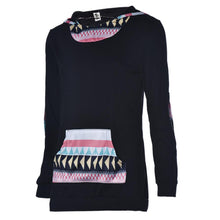 2017 Autumn Winter Hoodie Women Geometric Print Casual Hooded Womens Pocket Sweatshirt Pullover Tops Female sudadera mujer &03