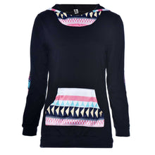 2017 Autumn Winter Hoodie Women Geometric Print Casual Hooded Womens Pocket Sweatshirt Pullover Tops Female sudadera mujer &03
