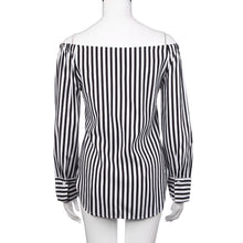 2017 Black And White Stripe Women's Blouses Off The Shoulder Blouse Slash Neck Long Sleeve Women Shirts Tops camisetas mujer #23