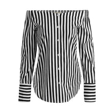 2017 Black And White Stripe Women's Blouses Off The Shoulder Blouse Slash Neck Long Sleeve Women Shirts Tops camisetas mujer #23
