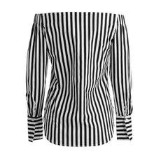 2017 Black And White Stripe Women's Blouses Off The Shoulder Blouse Slash Neck Long Sleeve Women Shirts Tops camisetas mujer #23
