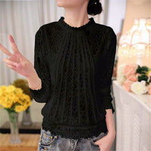 2017 Blusas femininas Casual Women Hollow Out Blouses Long Sleeve Tops Autumn Stand Lace Print Shirts 71768