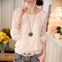 2017 Blusas femininas Casual Women Hollow Out Blouses Long Sleeve Tops Autumn Stand Lace Print Shirts 71768