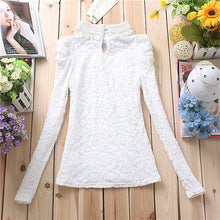 2017 Blusas femininas Casual Women Hollow Out Blouses Long Sleeve Tops Autumn Vintage Bow Lace Thick Print Shirts 71765