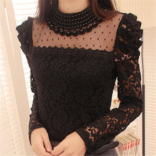 2017 Blusas femininas Casual Women Hollow Out Blouses Long Sleeve Tops Autumn Vintage Bow Lace Thick Print Shirts 71765