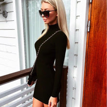 2017 Bodycon Sheath Dress Women Long Sleeve Black Dark Gray Pink Party Dresses Women Robe Sexy Femme Pencil Slim Dress #1202
