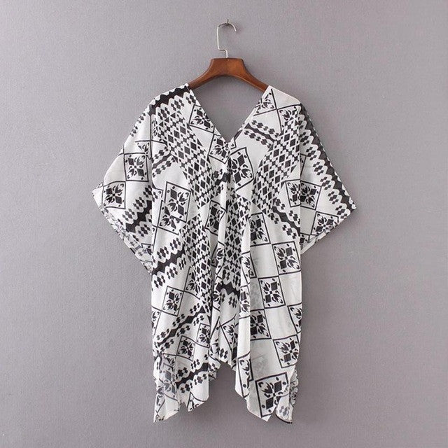 2017 Boho Beach Kimono Cardigans Women Fashion Summer Loose Chiffon vintage Print Ladies Shirts Women Tops Kimono Feminina #53