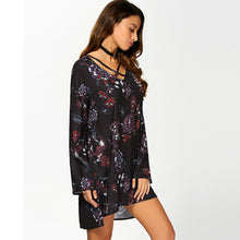 2017 Boho Style women summer mini Sexy Floral Print Bandage Dress Casual Loose Mini Club Party Dresses Ladies Short Vestidos #23