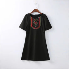 2017 Brand New Embroidery Vestidos Plus Size Sexy A-line Knee-Length Dress Brief Short Sleeve O-neck Women Dresses 72095