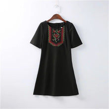 2017 Brand New Embroidery Vestidos Plus Size Sexy A-line Knee-Length Dress Brief Short Sleeve O-neck Women Dresses 72095