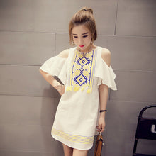 2017 Brand New Vestidos Plus Size A-line Knee-Length Off Shoulder Dress Short Butterfly Sleeve O-neck Women Print Dresses 72199