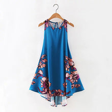 2017 Brand New Vestidos Plus Size Sexy A-line Knee-Length Dress Brief Sleeveless O-neck Women Floral Print Dresses 72093