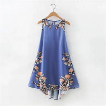 2017 Brand New Vestidos Plus Size Sexy A-line Knee-Length Dress Brief Sleeveless O-neck Women Floral Print Dresses 72093