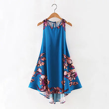 2017 Brand New Vestidos Plus Size Sexy A-line Knee-Length Dress Brief Sleeveless O-neck Women Floral Print Dresses 72093