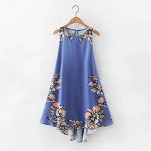 2017 Brand New Vestidos Plus Size Sexy A-line Knee-Length Dress Brief Sleeveless O-neck Women Floral Print Dresses 72093