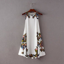 2017 Brand New Vestidos Plus Size Sexy A-line Knee-Length Dress Brief Sleeveless O-neck Women Floral Print Dresses 72093