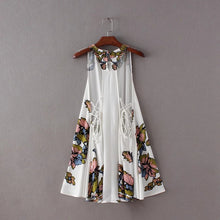 2017 Brand New Vestidos Plus Size Sexy A-line Knee-Length Dress Brief Sleeveless O-neck Women Floral Print Dresses 72093