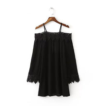 2017 Brand New Vestidos Plus Size Sexy Straight Knee-Length Dress Brief Full Sleeve Slash-neck Women Lace Dresses 72094