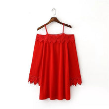 2017 Brand New Vestidos Plus Size Sexy Straight Knee-Length Dress Brief Full Sleeve Slash-neck Women Lace Dresses 72094