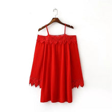2017 Brand New Vestidos Plus Size Sexy Straight Knee-Length Dress Brief Full Sleeve Slash-neck Women Lace Dresses 72094